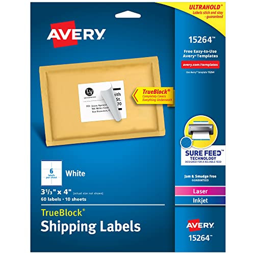Shipping Address Labels, Laser & Inkjet Printers, 3-1/3×4 Labels, 60 Labels