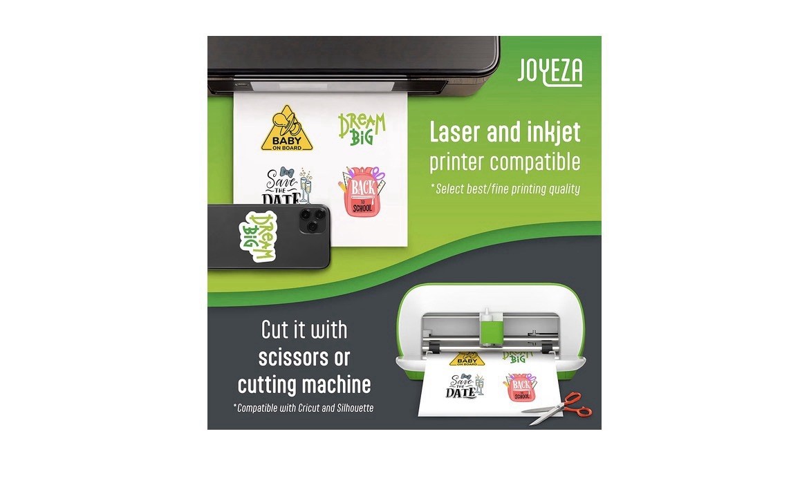 Premium Printable Vinyl Sticker Paper for Inkjet Printer – 25 Sheets Matte Wh…