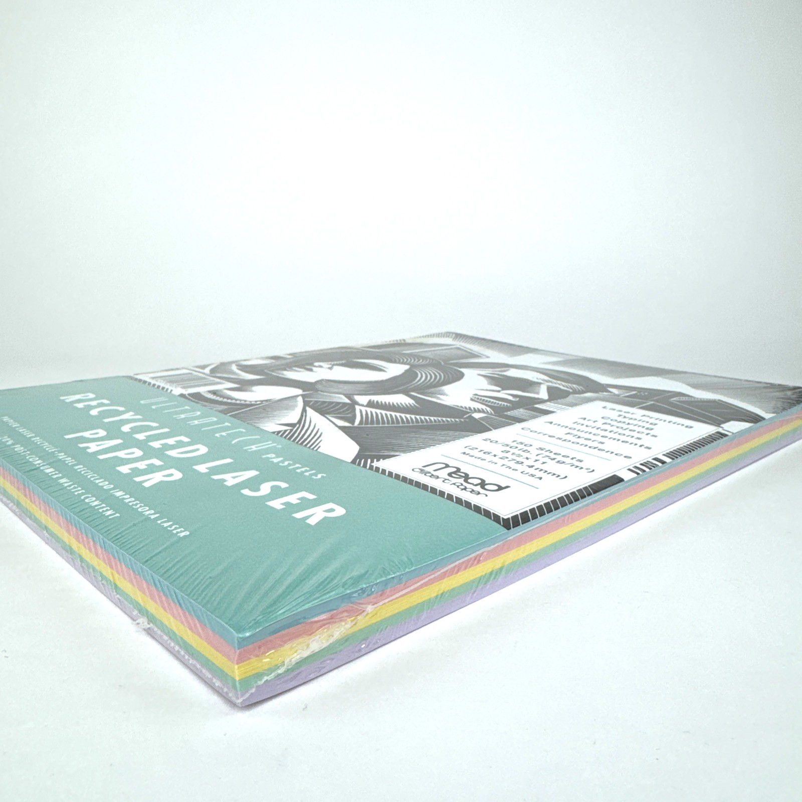 Mead Ultratech Pastels Recycled Laser Paper 5 Colors 8.5 ” X 11″