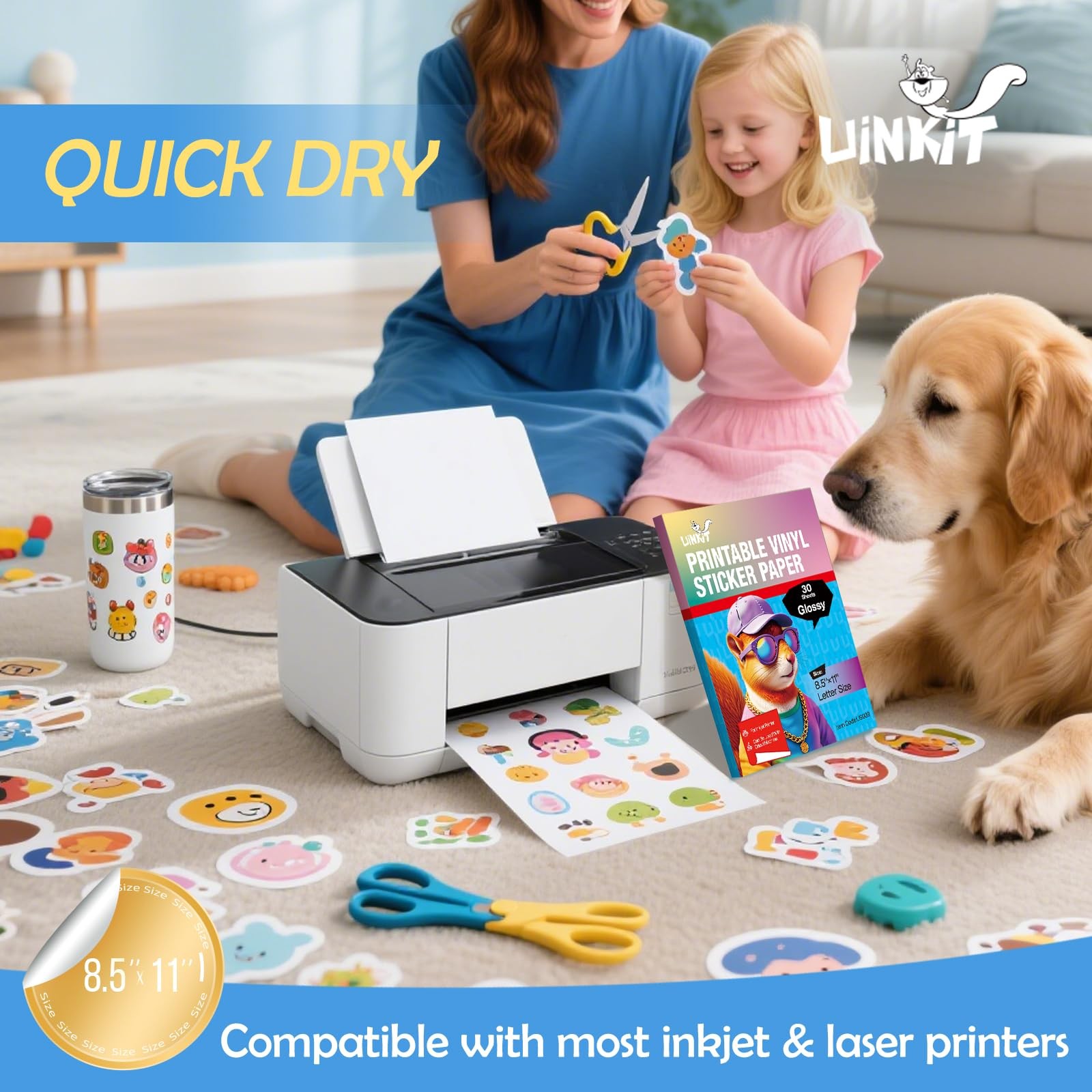 105 Sheets Printable Vinyl Sticker Paper for Inkjet Printer Cricut,included …