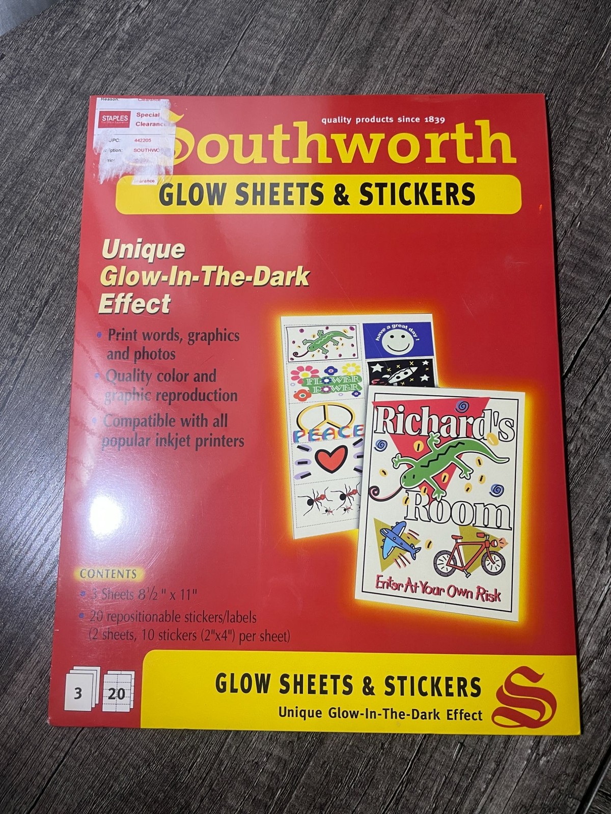 New Glow sheets & Stickers InkJet printable repositionable 5 Sheets