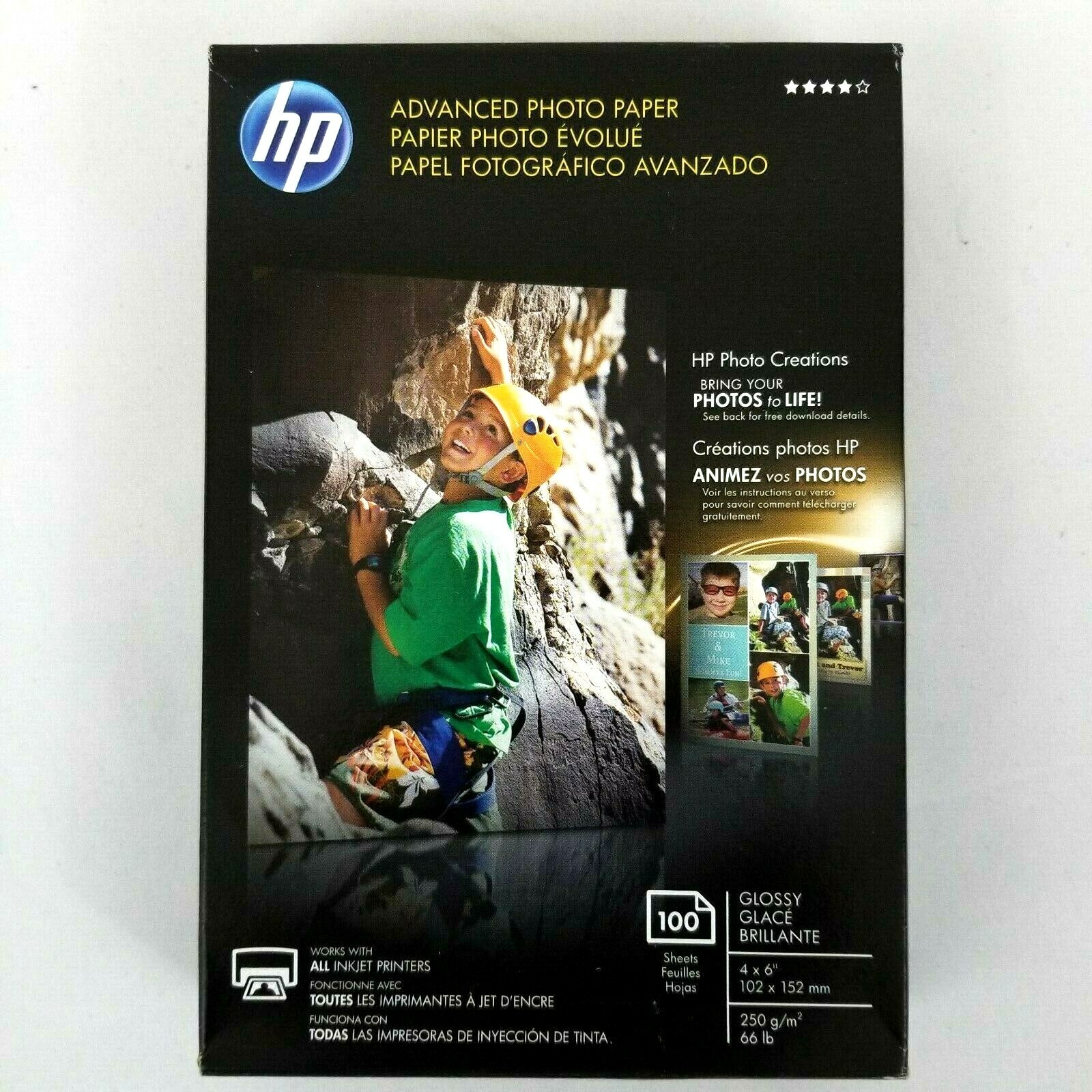 HP Advanced Borderless Photo Paper 4 x 6 Inch Glossy 100 Pack NEW