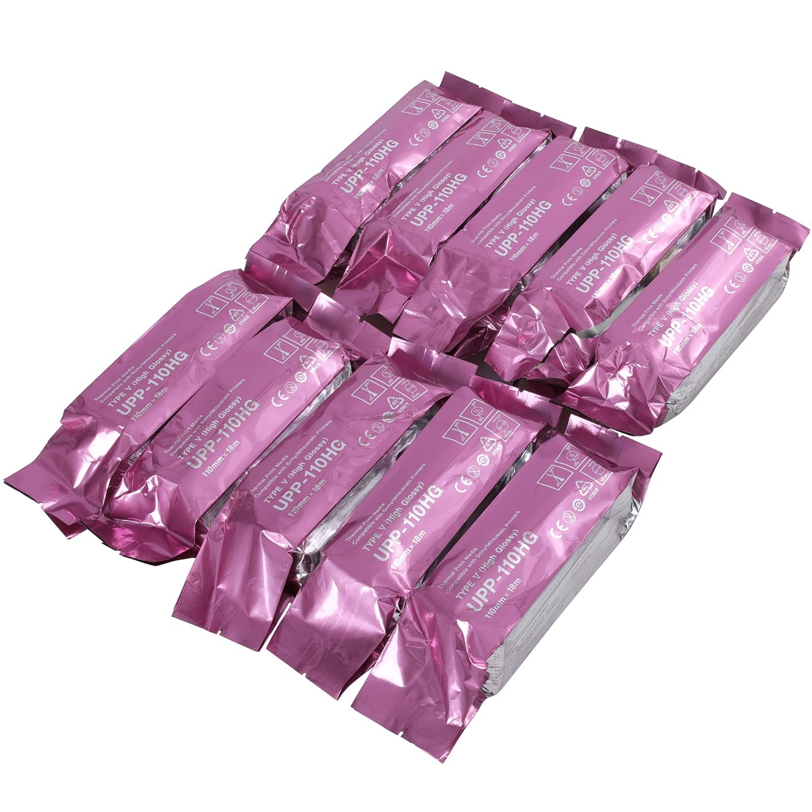 High Gloss Ultrasound Paper Film 10 Rolls, 110mm x 18m, Compatible Replacement