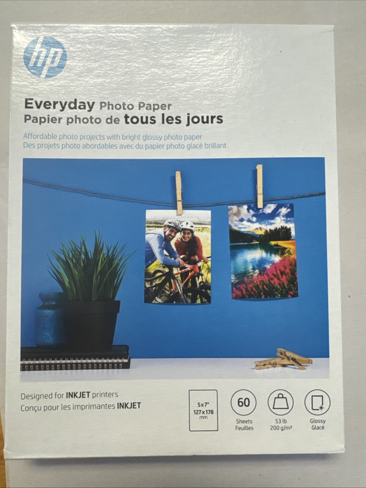 NEW HP Everyday Photo Paper 5×7 Glossy 60 Sheets Sealed in Original Packaging