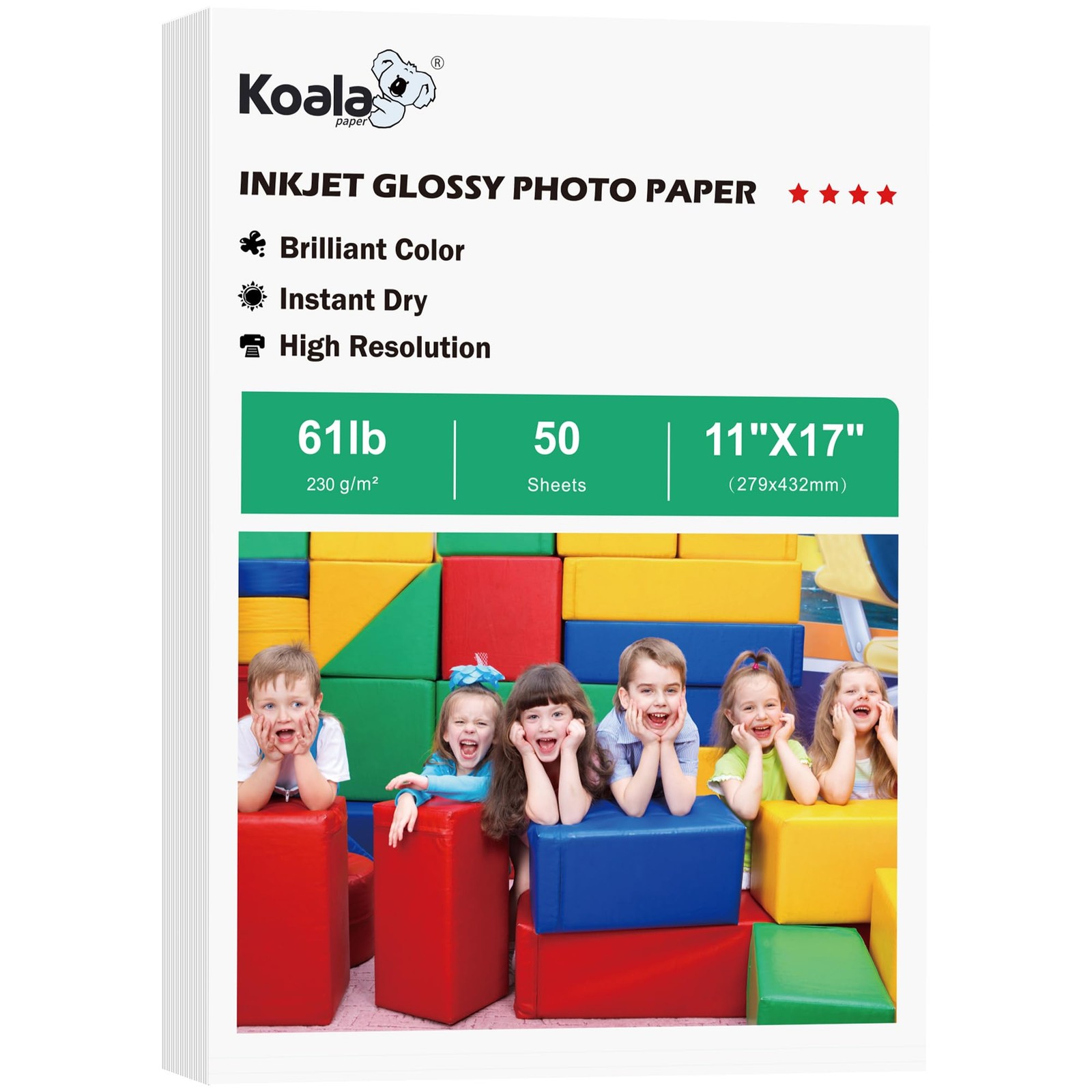 50 PCS Heavyweight Thick Glossy Photo Paper 11×17 Inch Inkjet Dye Ink 61LB