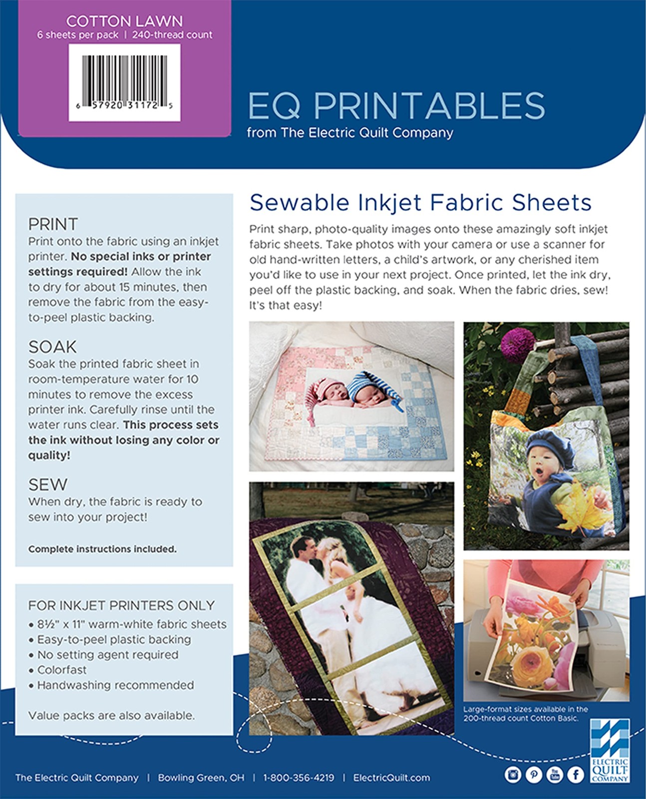 Quilt Printables Inkjet Cotton Lawn 6pc PrintablesInkjetCottonLawn6 packaging…
