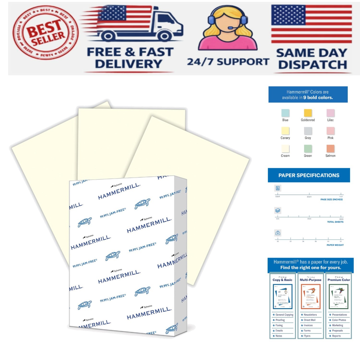 20lb Cream Colored Printer Paper – 8.5×11, 500 Sheets, Eco-Friendly Quality