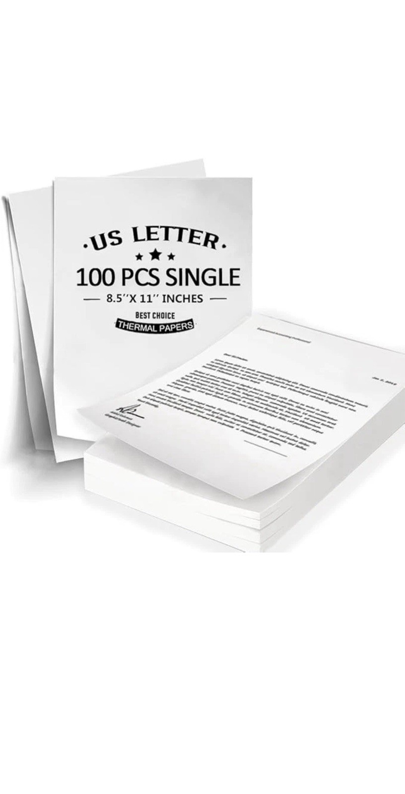 Best Choice Thermal Printer Paper 8.5×11 in 100 Sheets Quick-Drying Waterproof