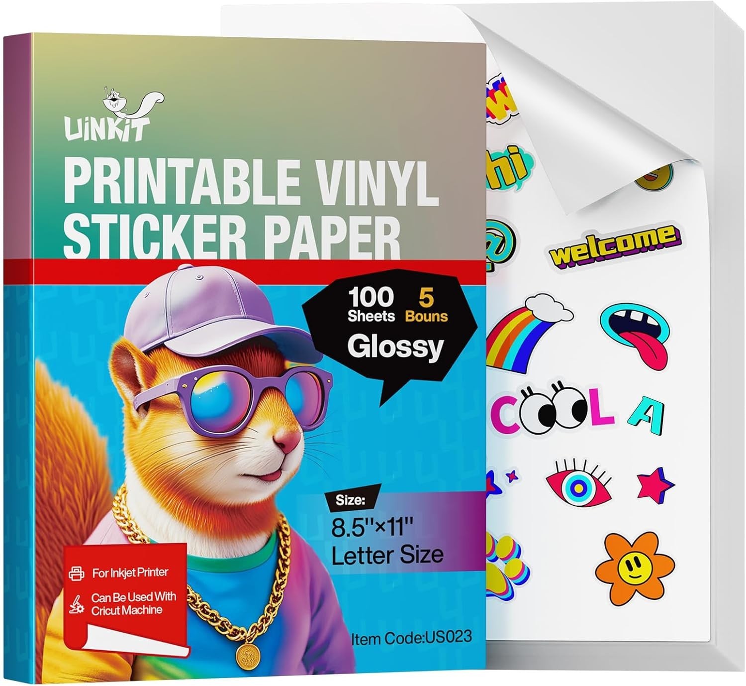 105 Sheets Printable Vinyl Sticker Paper for Inkjet Printer Cricut,included …