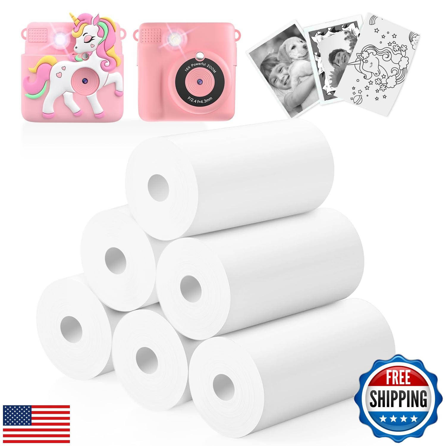 Kids Camera Paper Roll Refills, 6 Rolls Instant Print Camera Thermal Paper Re
