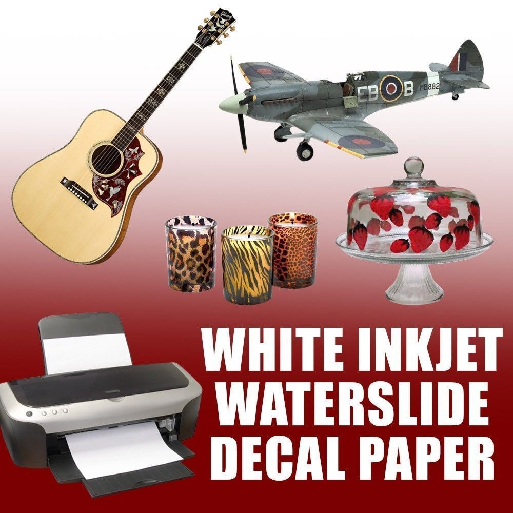 Waterslide Decal Paper, INKJET WHITE 8.5″ x 11″ 10 Sheet #1