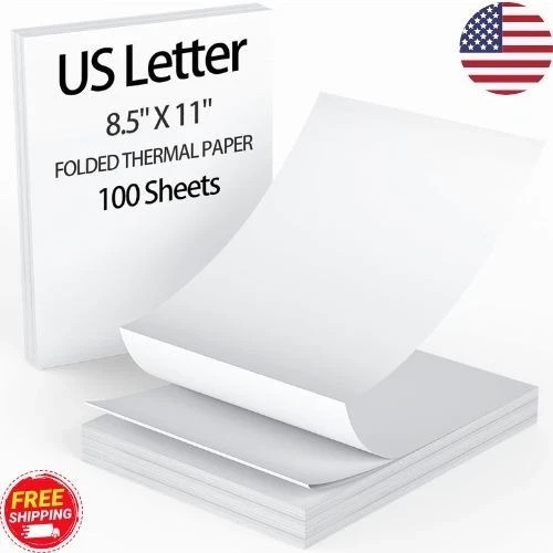 100 Sheets Thermal Printer Paper 8.5 X 11 Inch US Letter Size Thermal Paper US#1