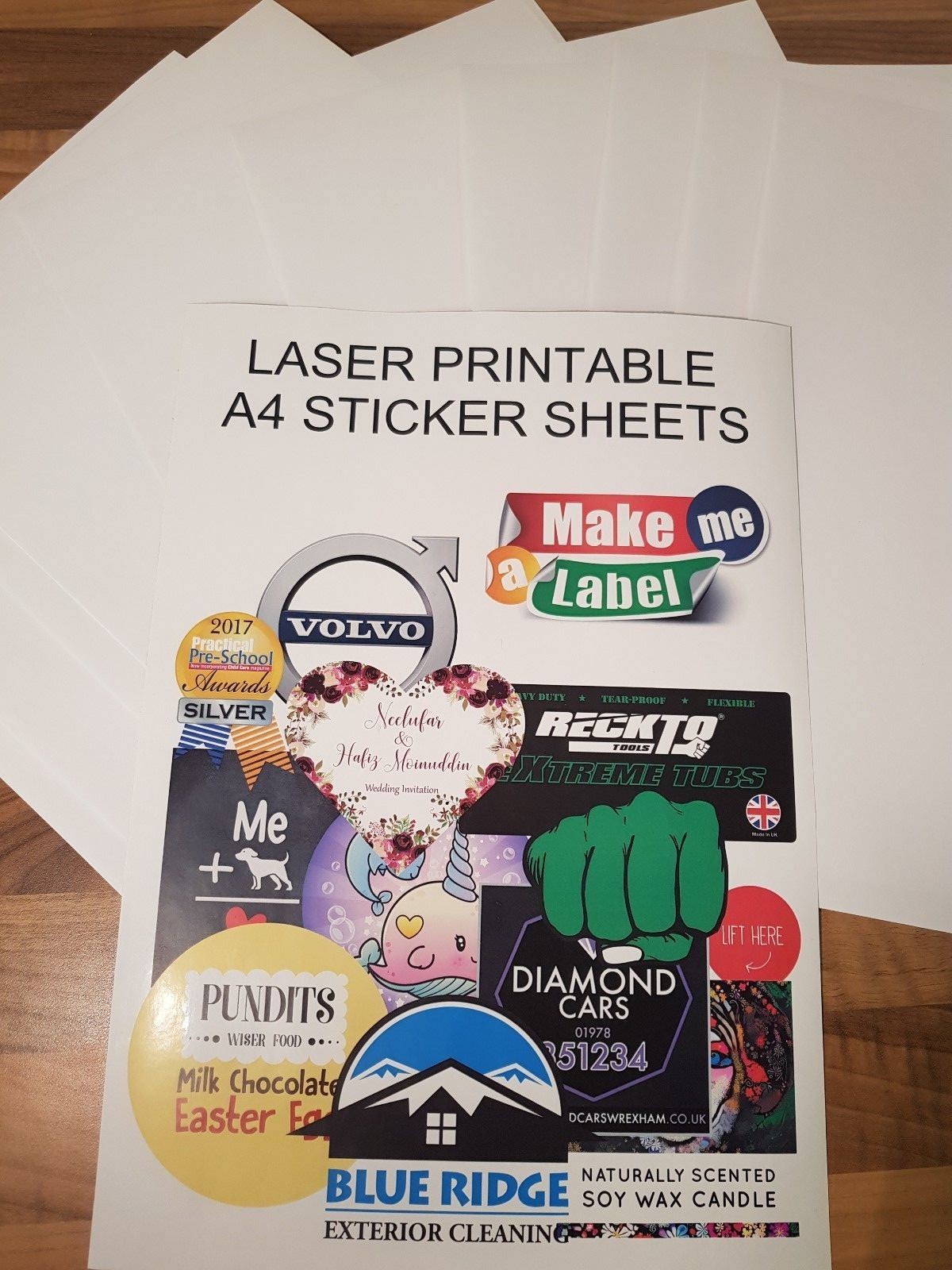 20 GLOSS Laser Printable A4 Self Adhesive Sticker Sheets