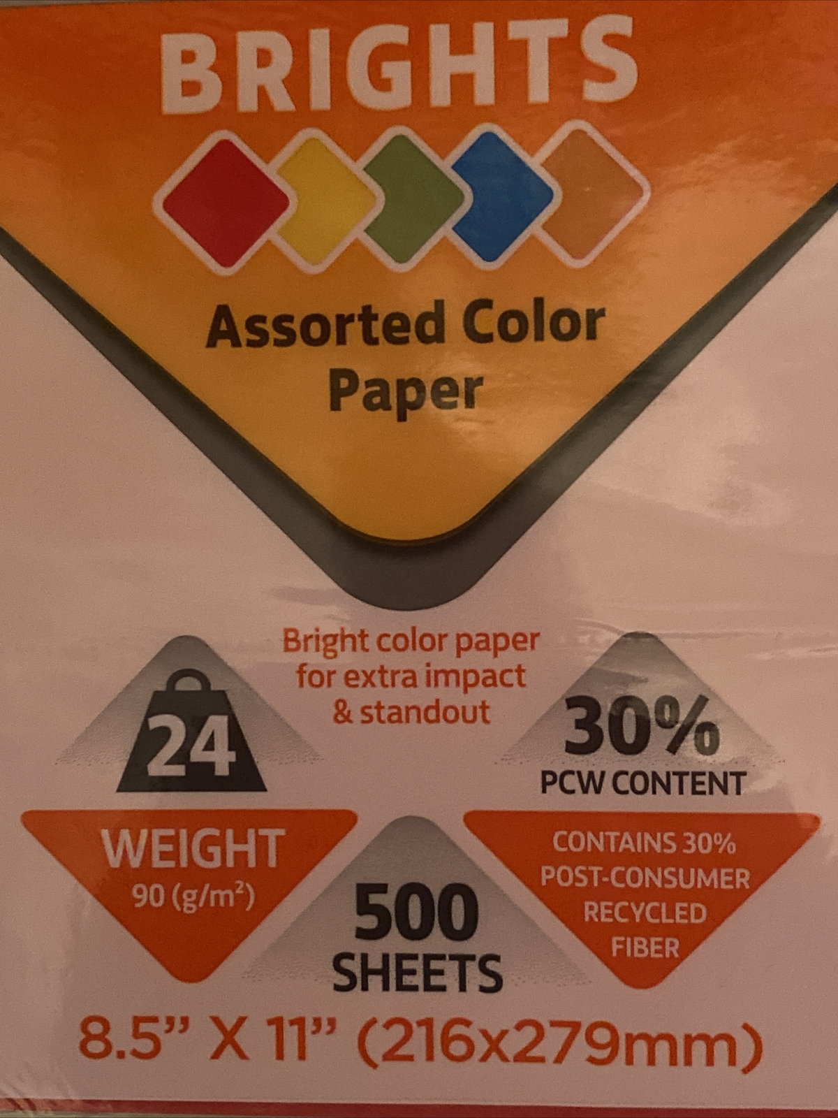 Brights Colored Paper, 8-1/2 x 11, Assortment, 500 Sheets 24 Lb Georgia Pacific