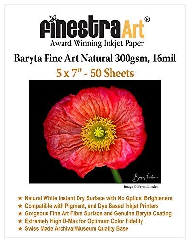 5″ X 7″ Baryta Semi-Gloss Fine Art Natural Inkjet Paper – 50 Sheets
