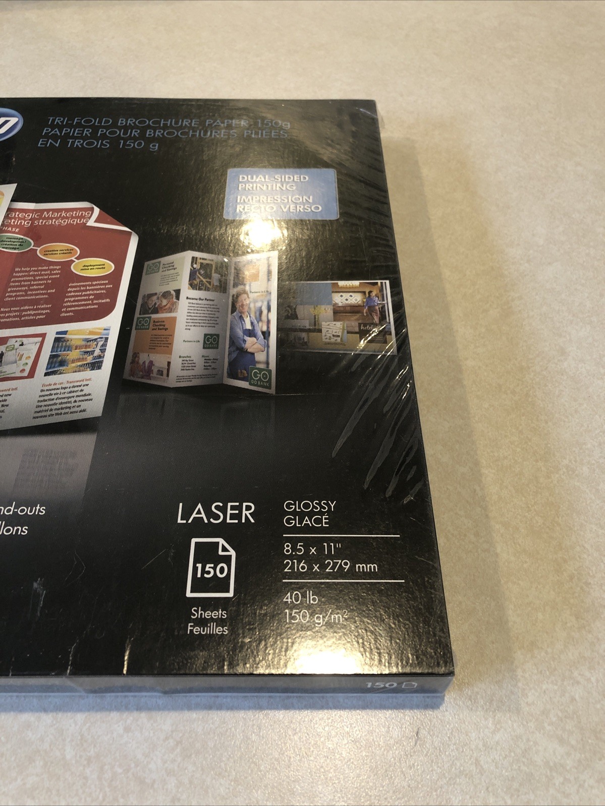 HP Laser Print Flyer Paper 8 1/2″ x 11″ Glossy 150 Sheets/Pack White Q6612A
