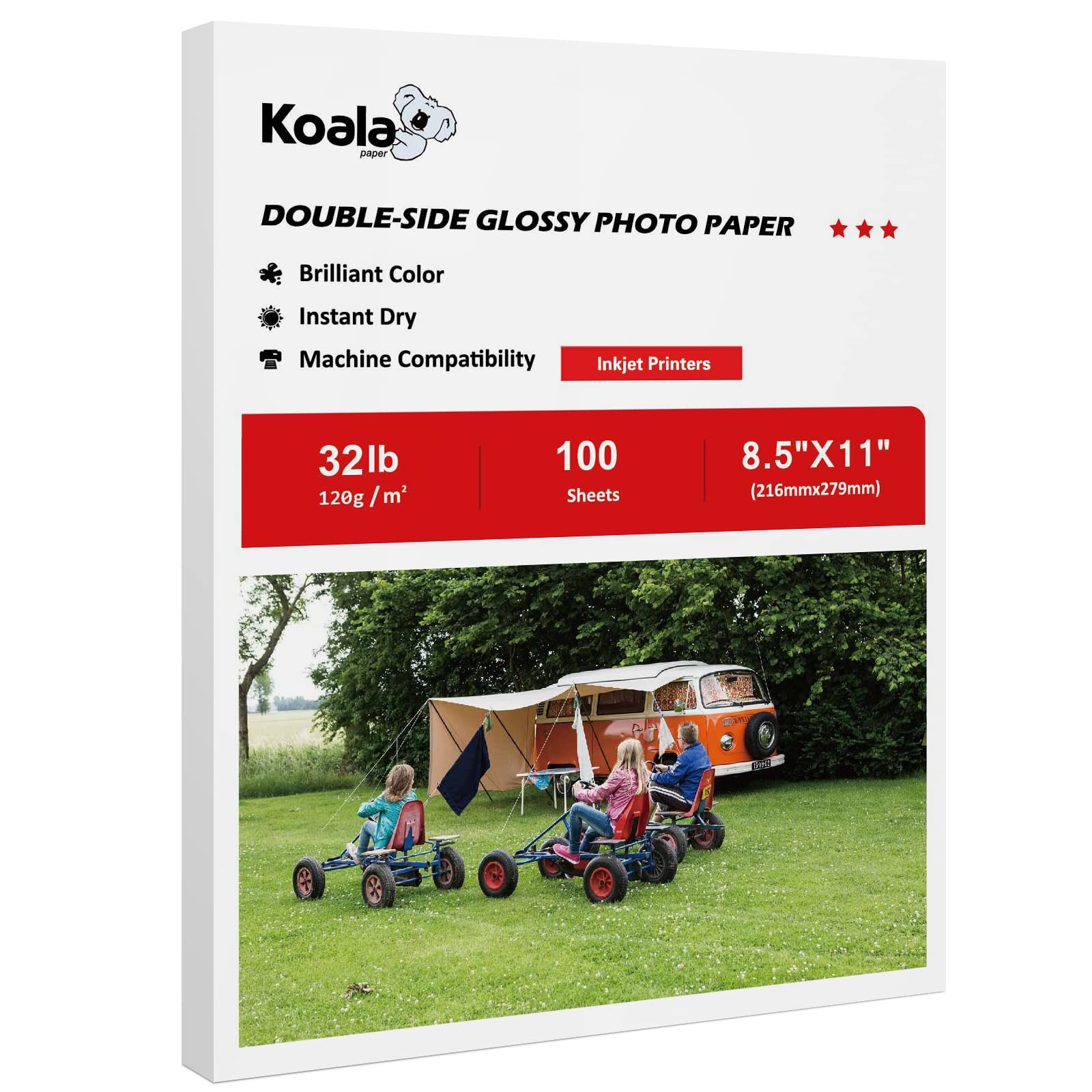 Koala Double Sided Thin Glossy Photo Paper 8.5×11 Inch 120gsm 100 Sheets