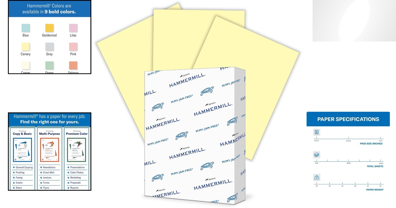Vibrant 20 lb Recycled Canary Printer Paper 8.5×11 – 99.99% JAM-FREE, 500 Sheets