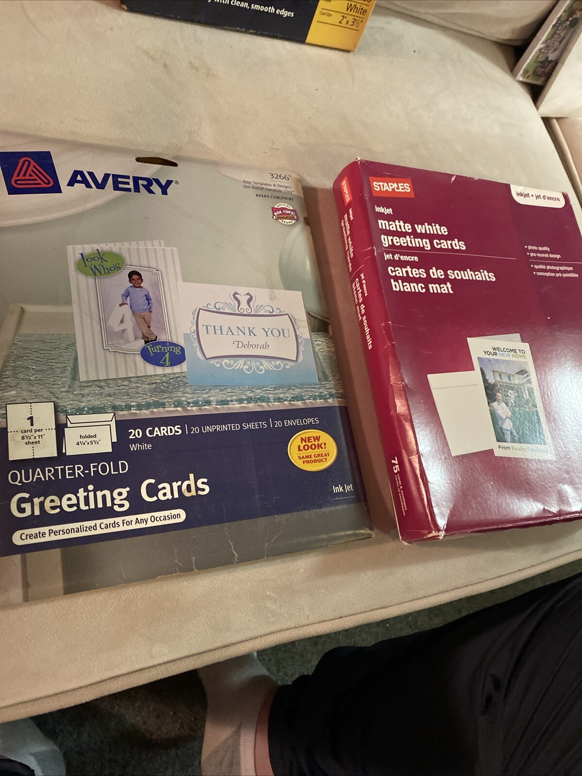 LOT OF 2 Avery 3265 & 3266 Printable Greeting Cards Half Fold/Envelope. 95 Cards