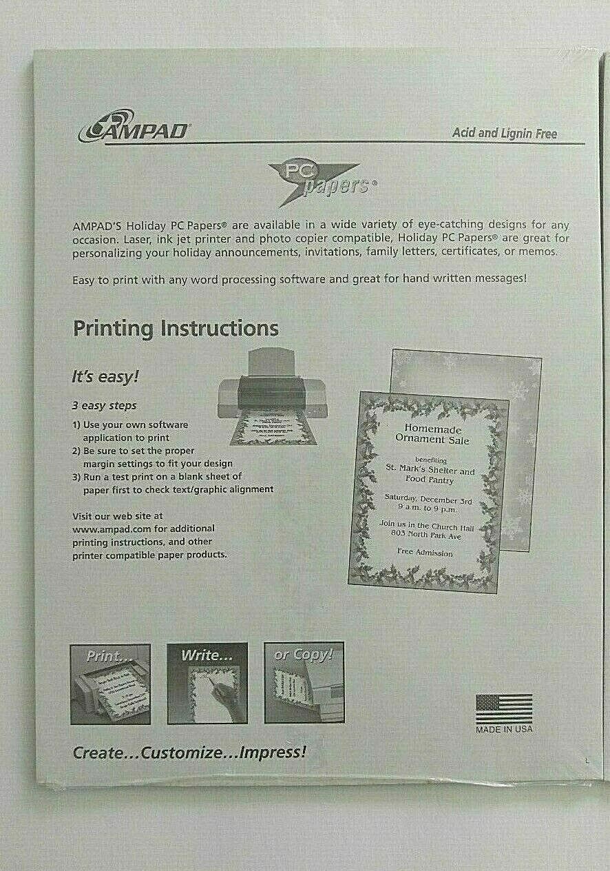 2 Packs Of 25 Each Specialty Papers Holly Berries Red Horn New 50 Sheets. AMPAD