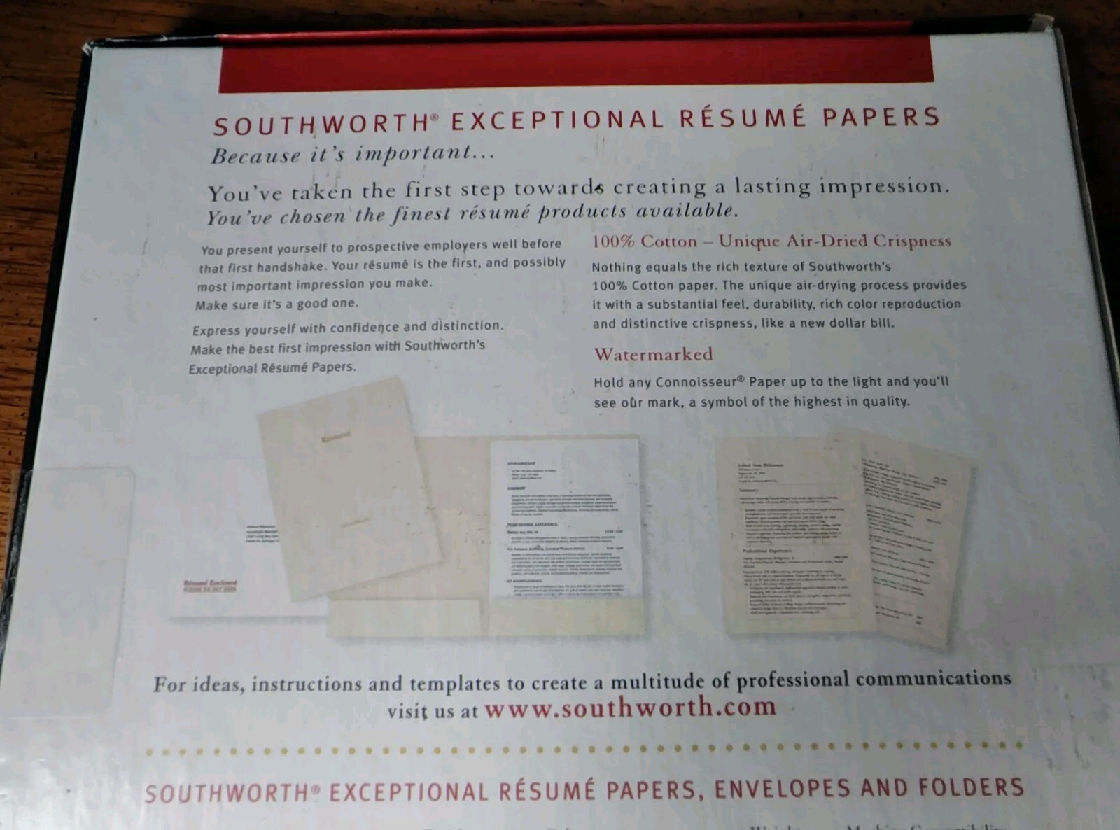 Southworth 100% Cotton Exceptional Resume Paper 24 lb 8-1/2 x 11 81 Sheets Ivory