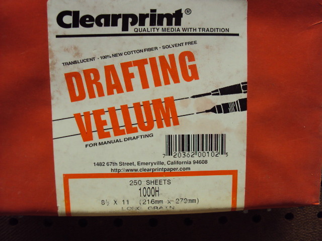 New ClearPrint drafting vellum 250 sheets 8 1/2 x 11 1000H Long Grain