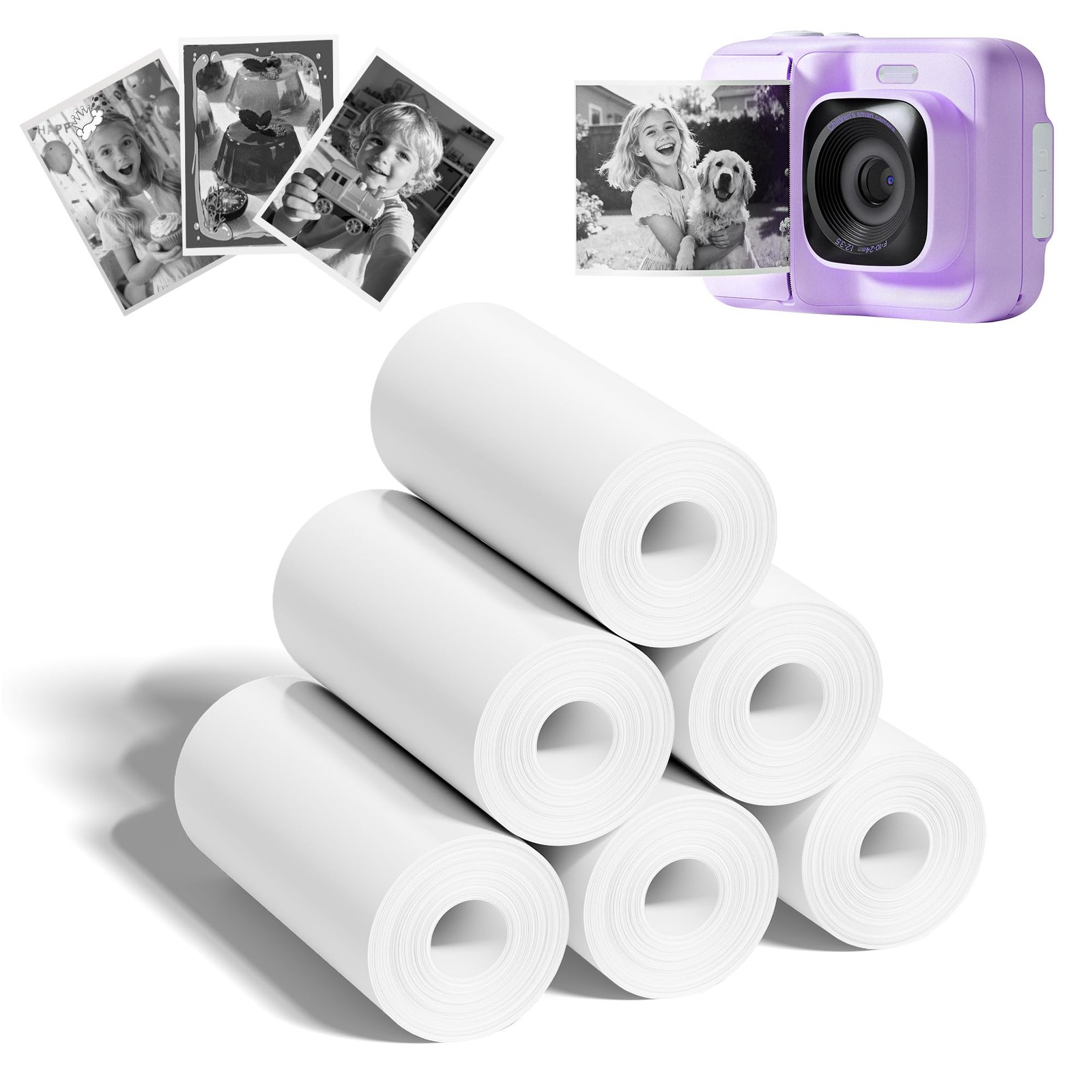 6 Rolls Kids Instant Print Camera Thermal Paper Fits Funshot 20 2.2×26 Ft
