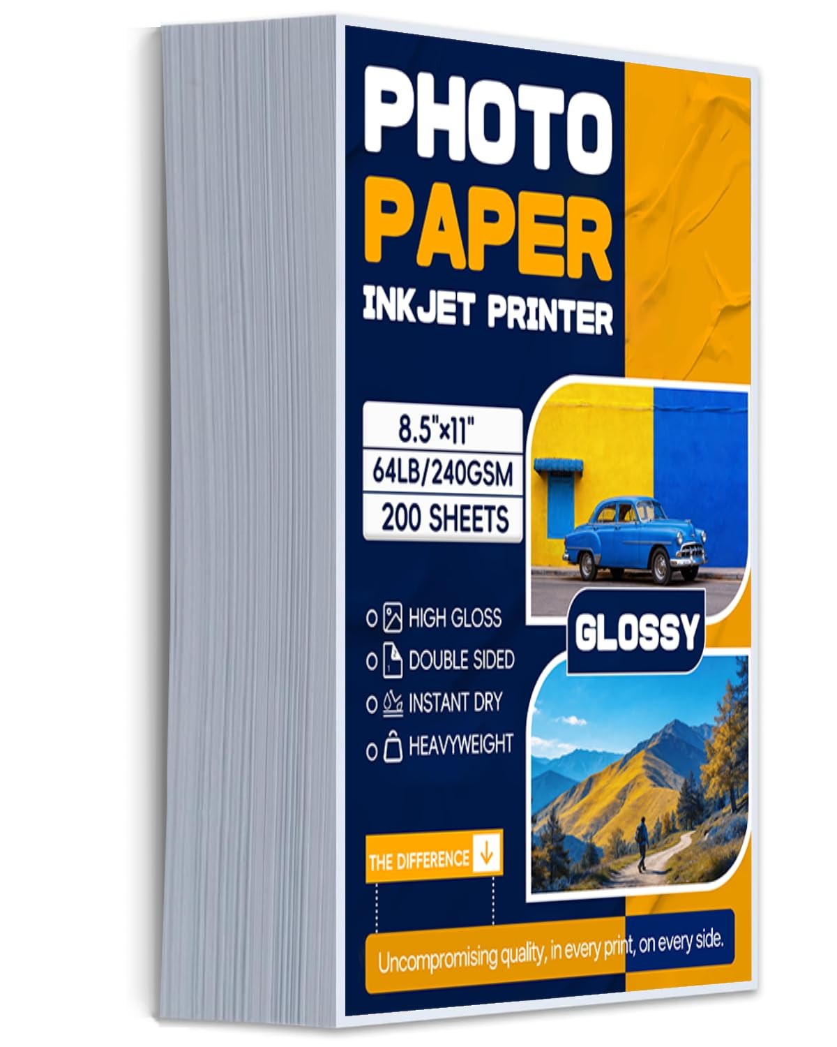 200 PCS Inkjet Photo Paper 8.5×11″ 64lb/240gsm Glossy Cardstock Double Sided