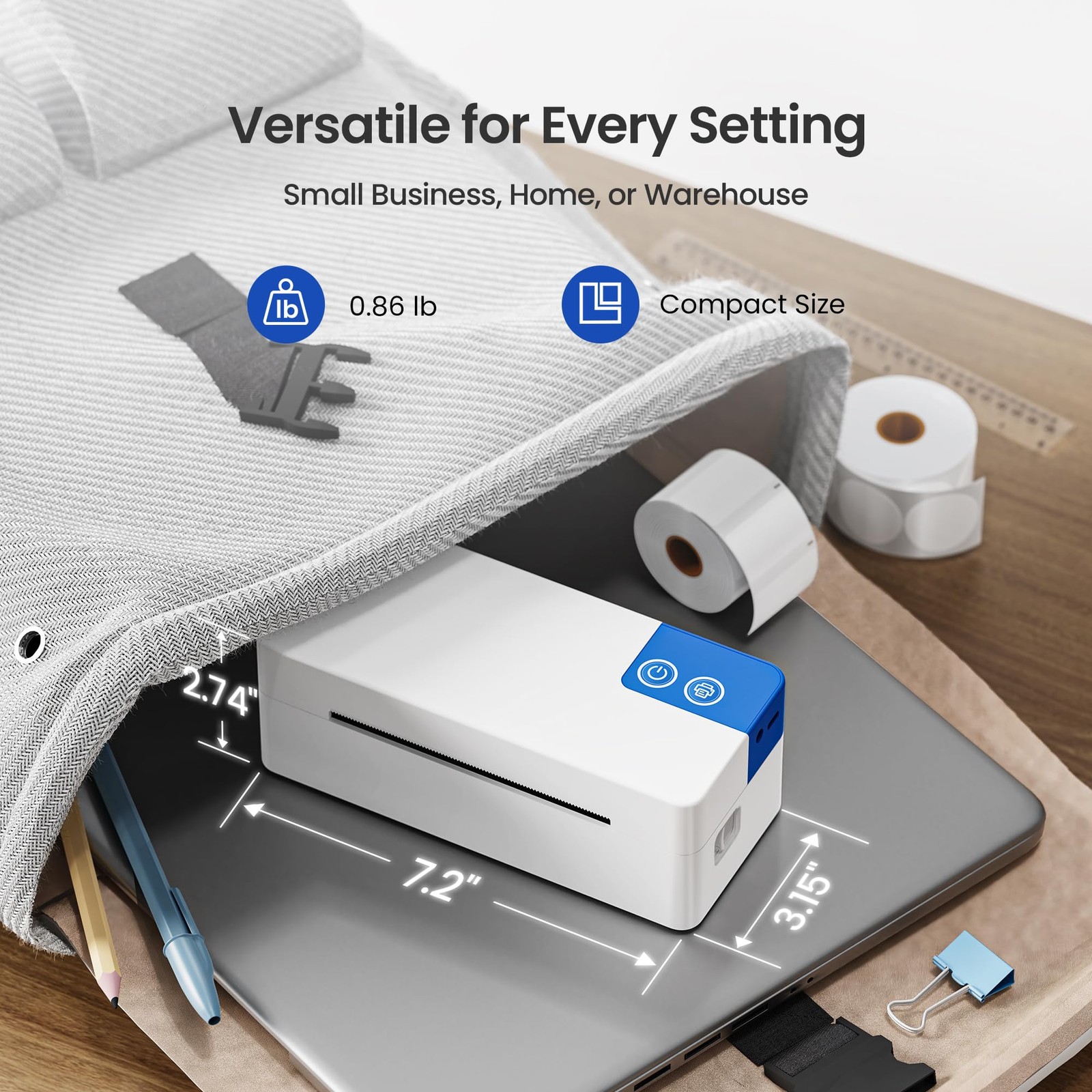 ETIKEZ Bluetooth Thermal Shipping Label Printer, 4×6 160*109*30mm, white