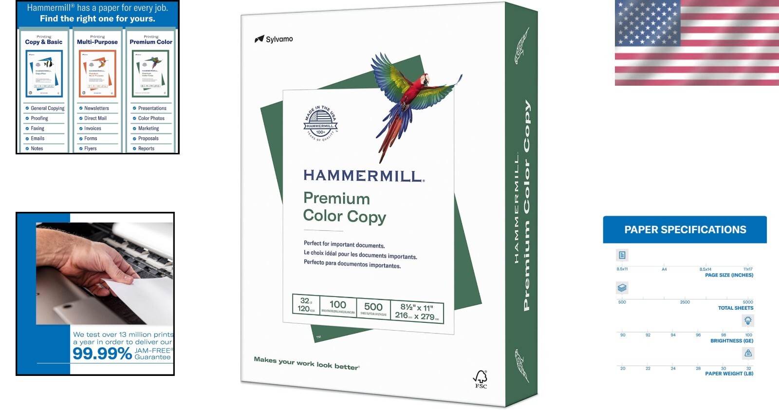 32 lb Acid-Free Premium Color Copy Paper – 500 Sheets, Made in the USA, 8.5 x 11