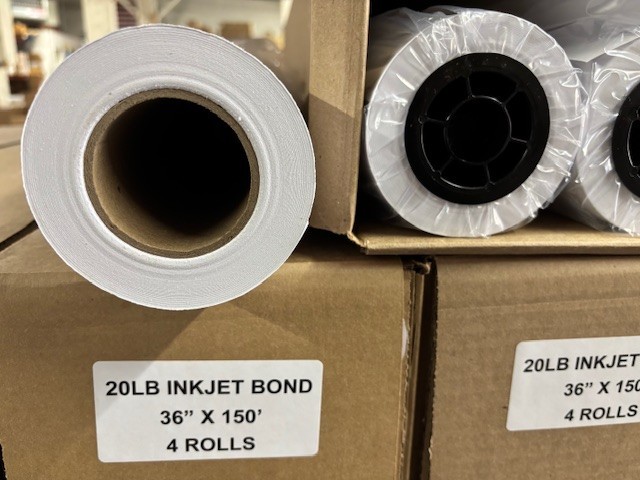 4 ROLLS 36” X 150′ 20LB Bond Plotter Paper Canon IPF
