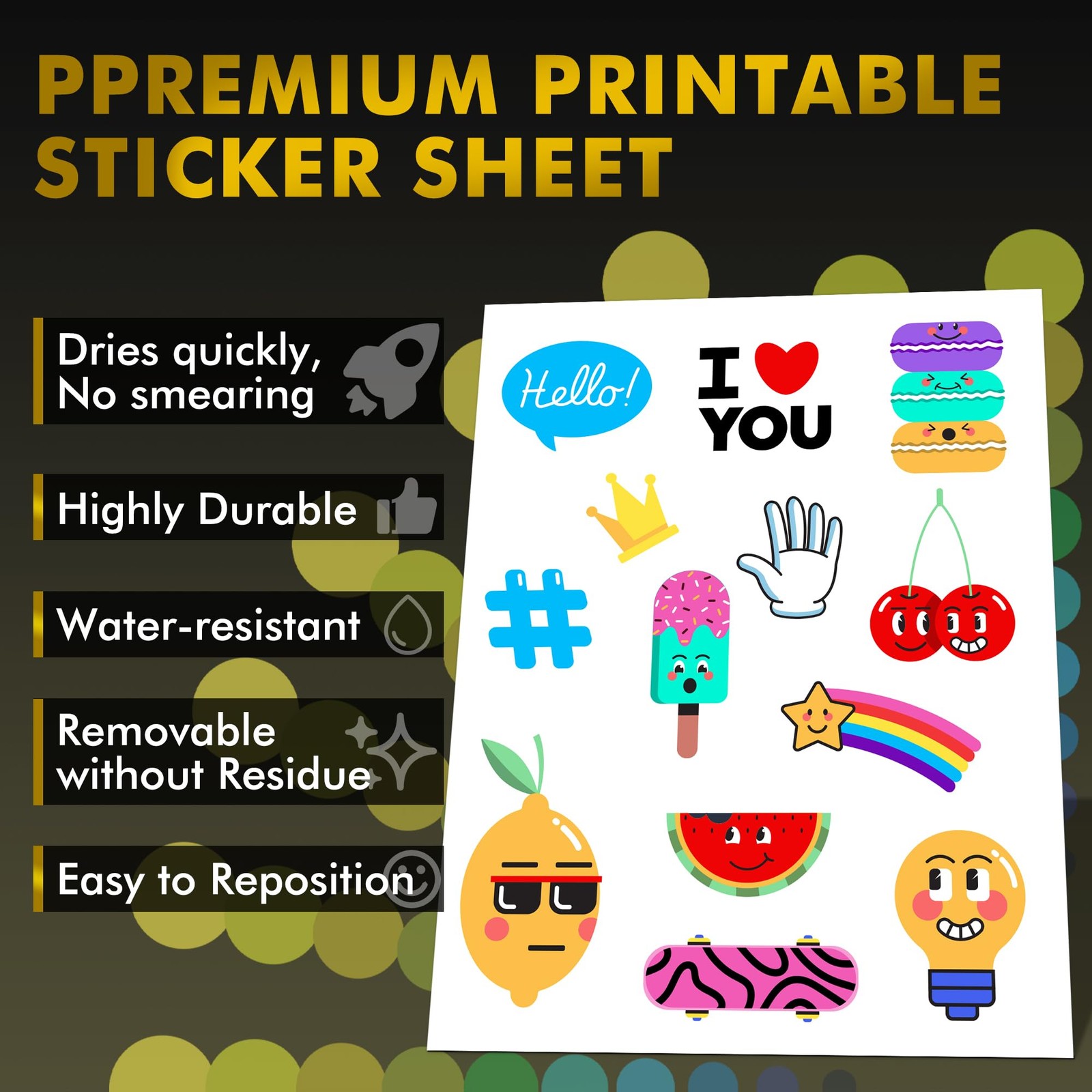 Printable Fabric Sticker Paper for Inkjet Printers, 8.5×11 Inches Matte White…