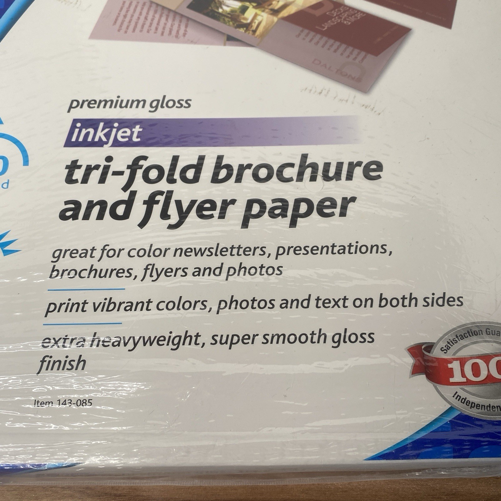 Office Depot Glossy Premium Tri-fold Brochure & Flyer Paper Inkjet 100 Sheet NEW
