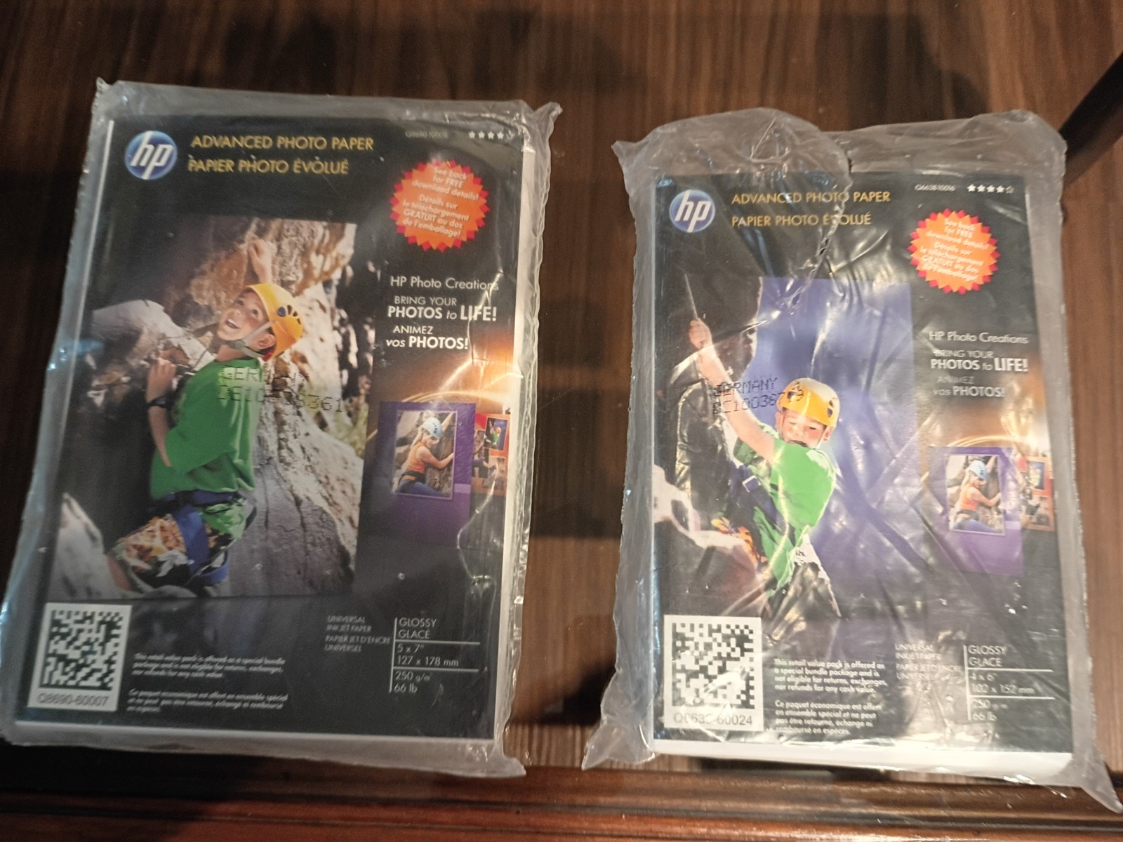 Lot Of 2 HP Advanced Photo Paper Glossy 5×7 127 Unopened And 4×6 100 Opened