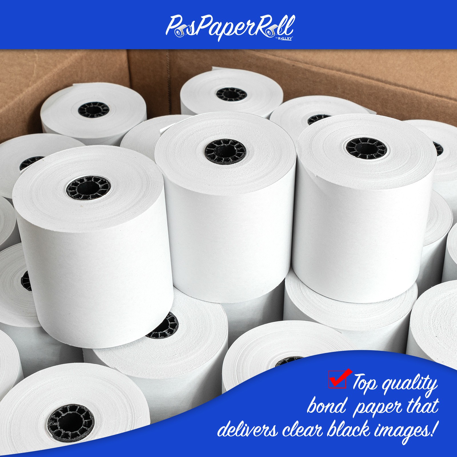 1-PLY BOND PAPER 3″ WIDTH 3 INCH LENGTH 165′ 165FT 50 ROLLS CASH REGISTER POS