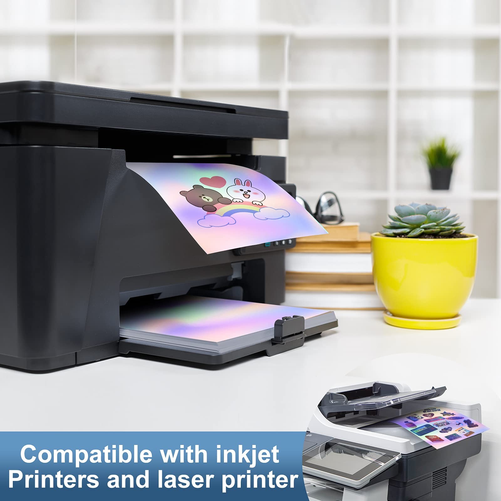 22 Sheets Holographic Sticker 8.5 x11 inch for Inkjet Printer & Laser Printer…