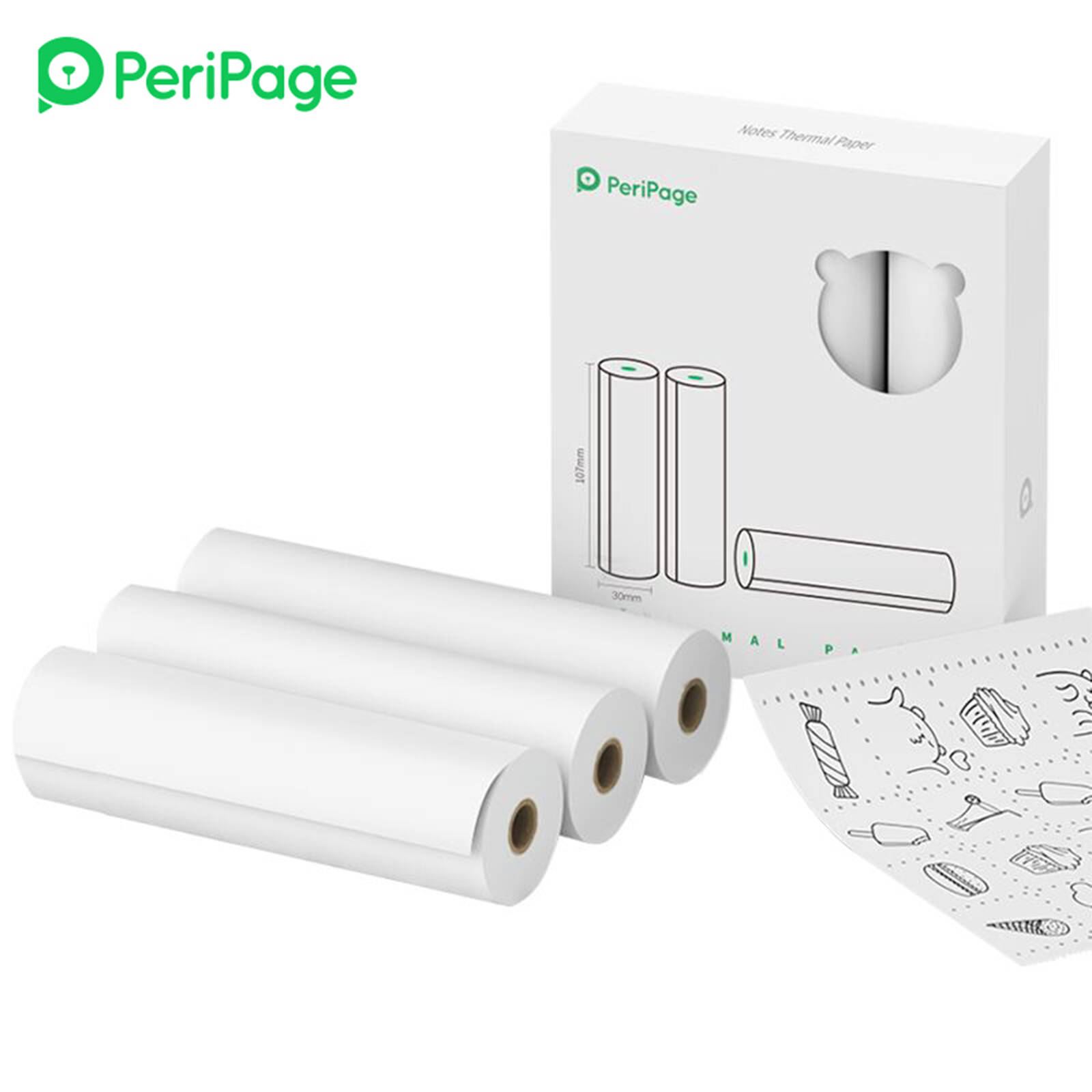 107 x 30mm Notes Thermal Paper Roll BPA-Free Non-adhesive Receipt R5P0