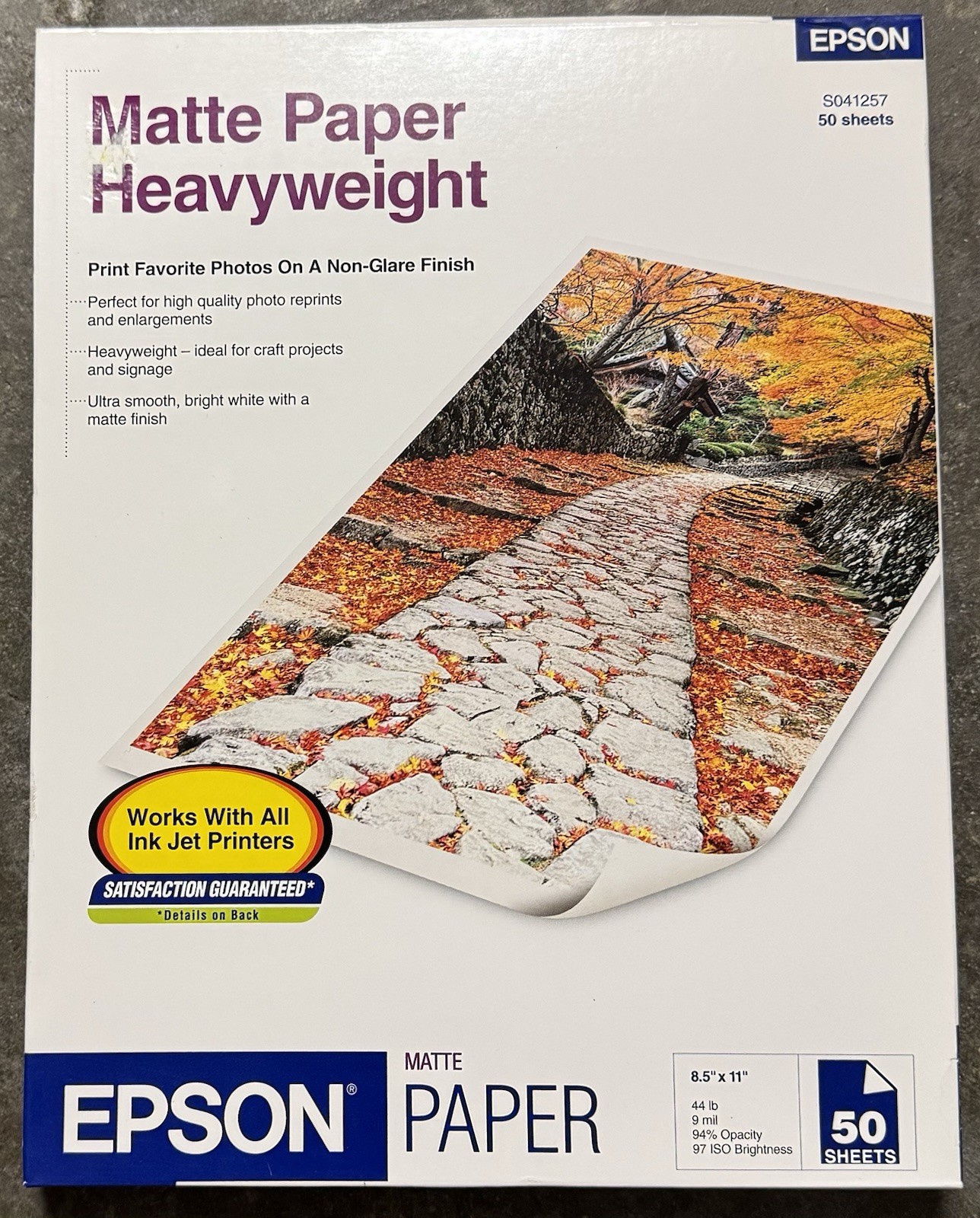 Epson Matte Heavyweight Photo Paper Crafts 8.5″ x 11″ 50 Sheets Non Glare 9 Mil