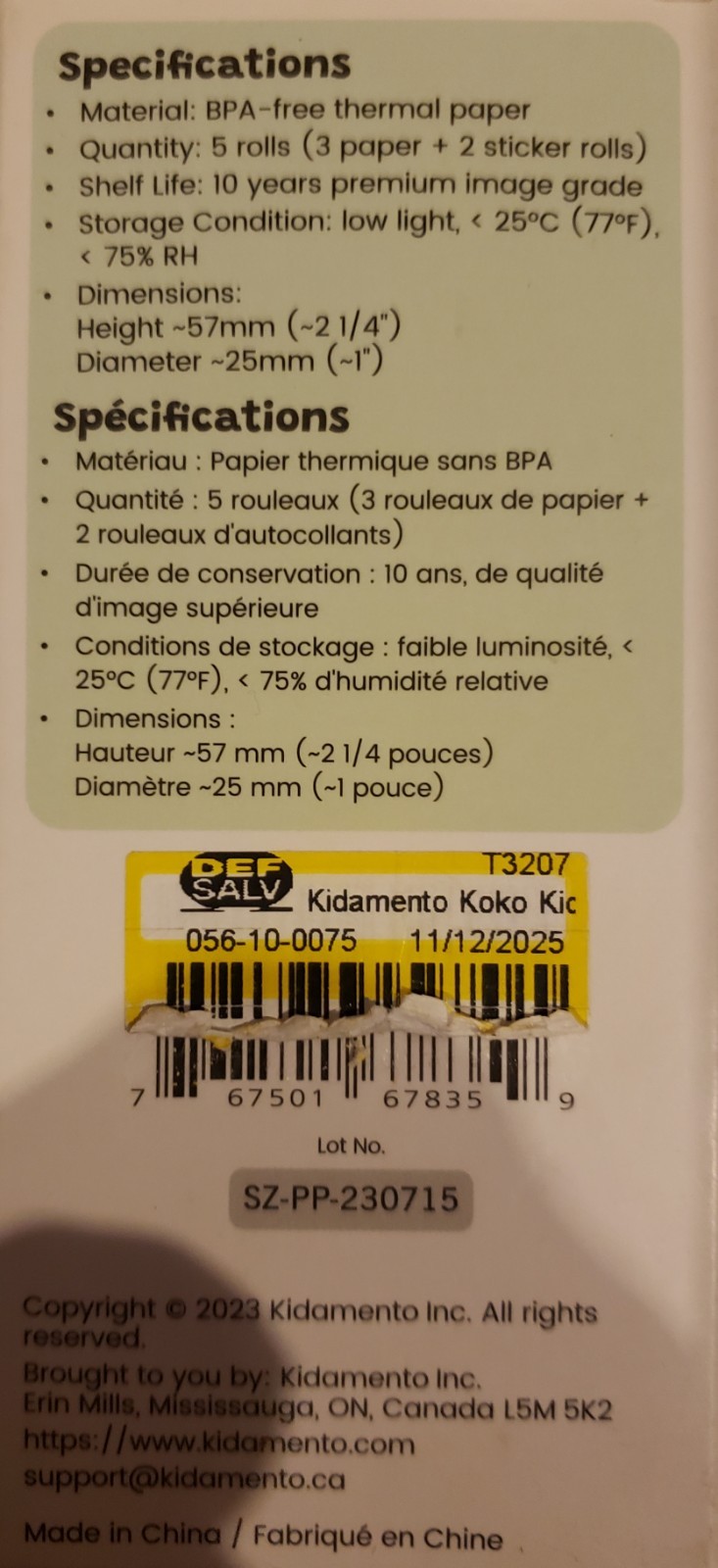 Kidamento Kids Camera Paper Refill + Sticker Rolls (4 Rolls) Open Box