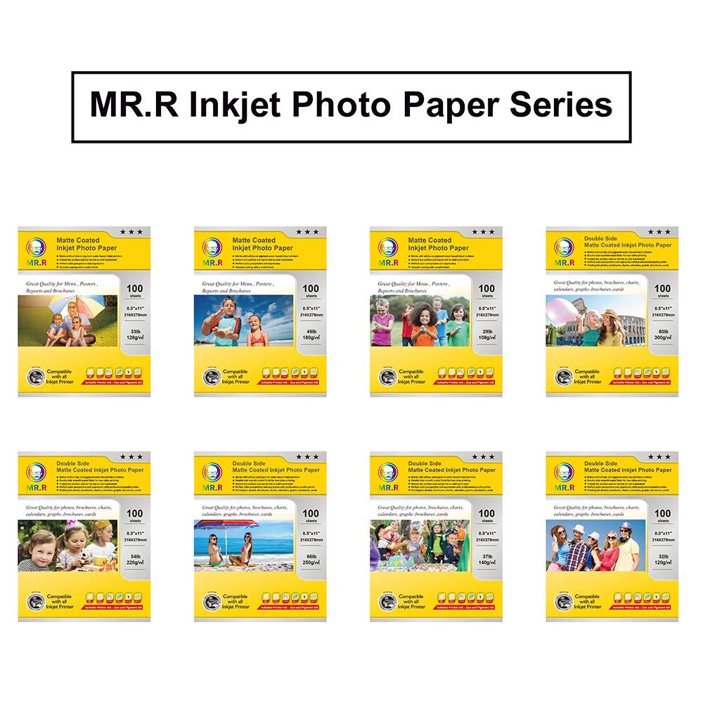 100 Sheets 8.5×11 Inch Letter Double Sided Glossy Inkjet Photo Paper 200gsm