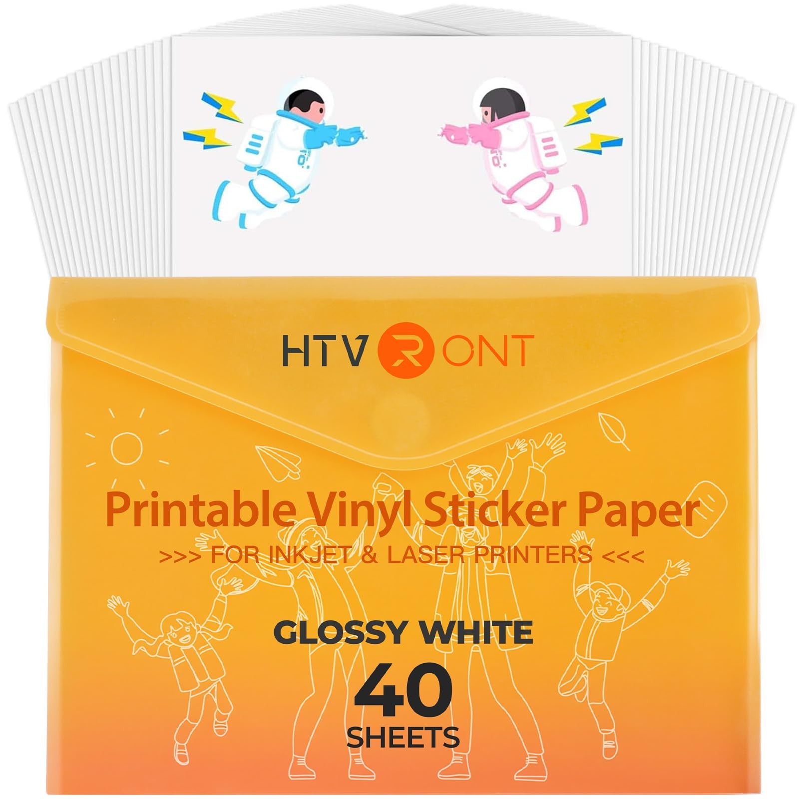 Printable Vinyl for Inkjet Printer & Laser Printer – 40 Pcs Glossy White Wate…