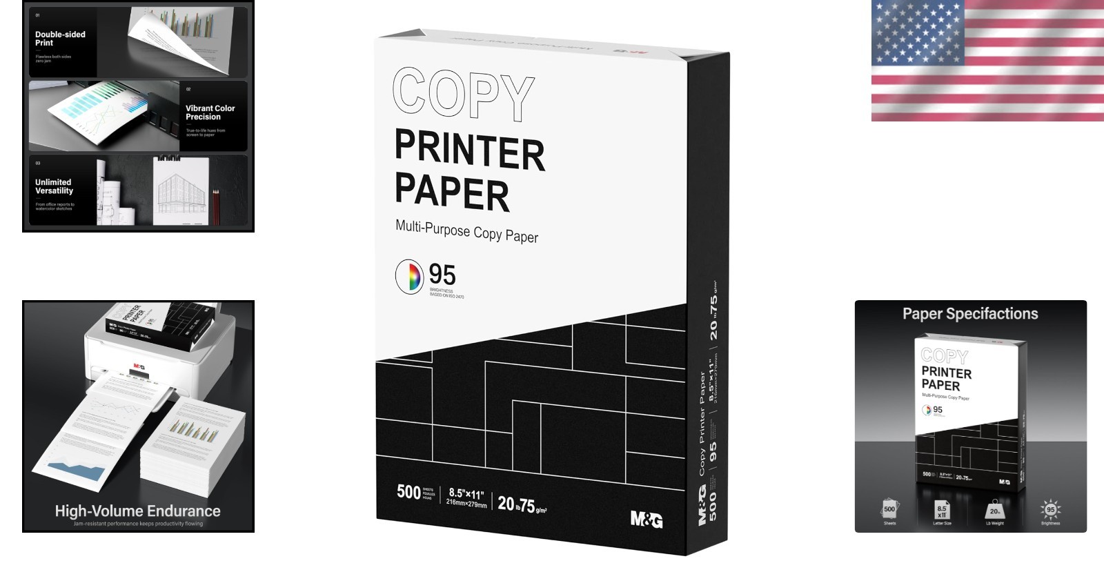 8.5×11 Jam-Free Printer Paper, 20lb Weight – Ideal for Bright, Clarity Printing