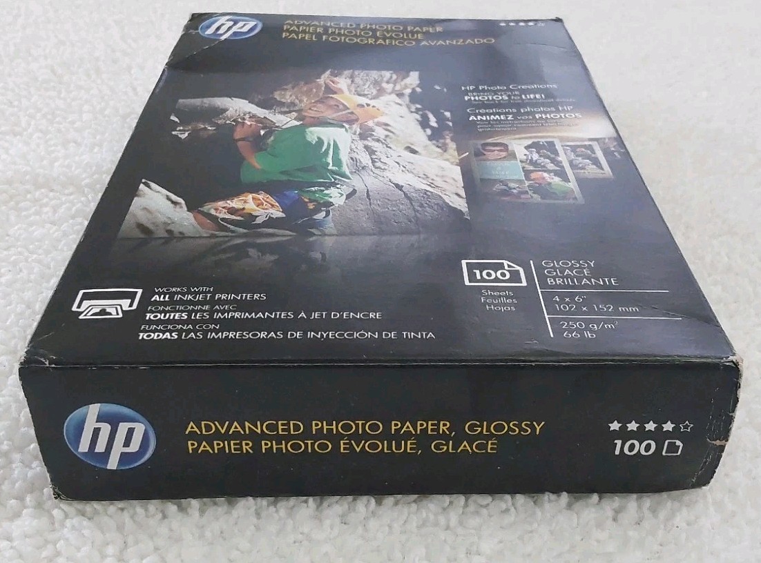 HP Advanced Photo Glossy Q6638A Paper 100 Sheets 4″x6″ 66lb All InkJet Printers