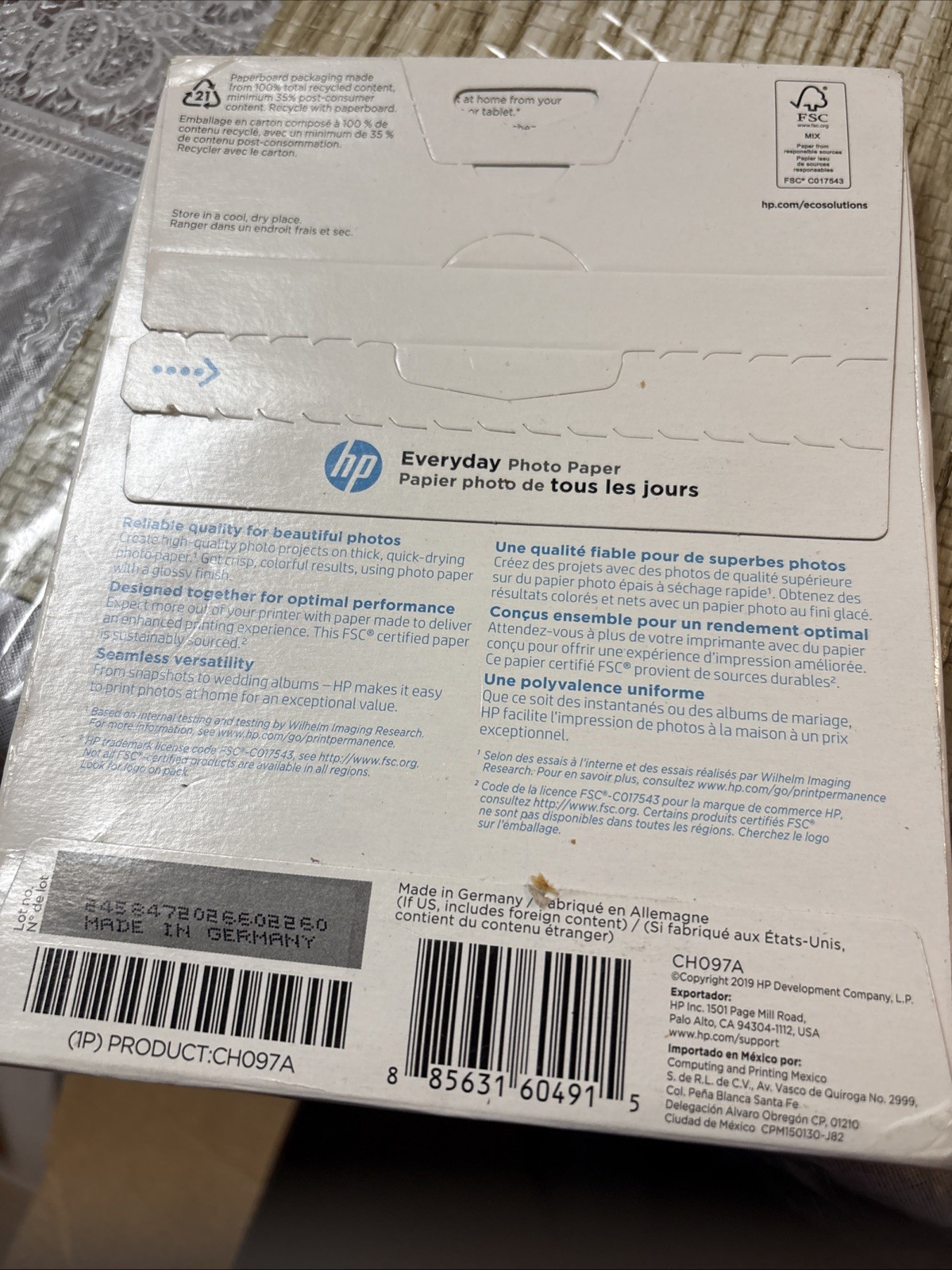 NEW HP Everyday Photo Paper 5×7 Glossy 60 Sheets Sealed in Original Packaging