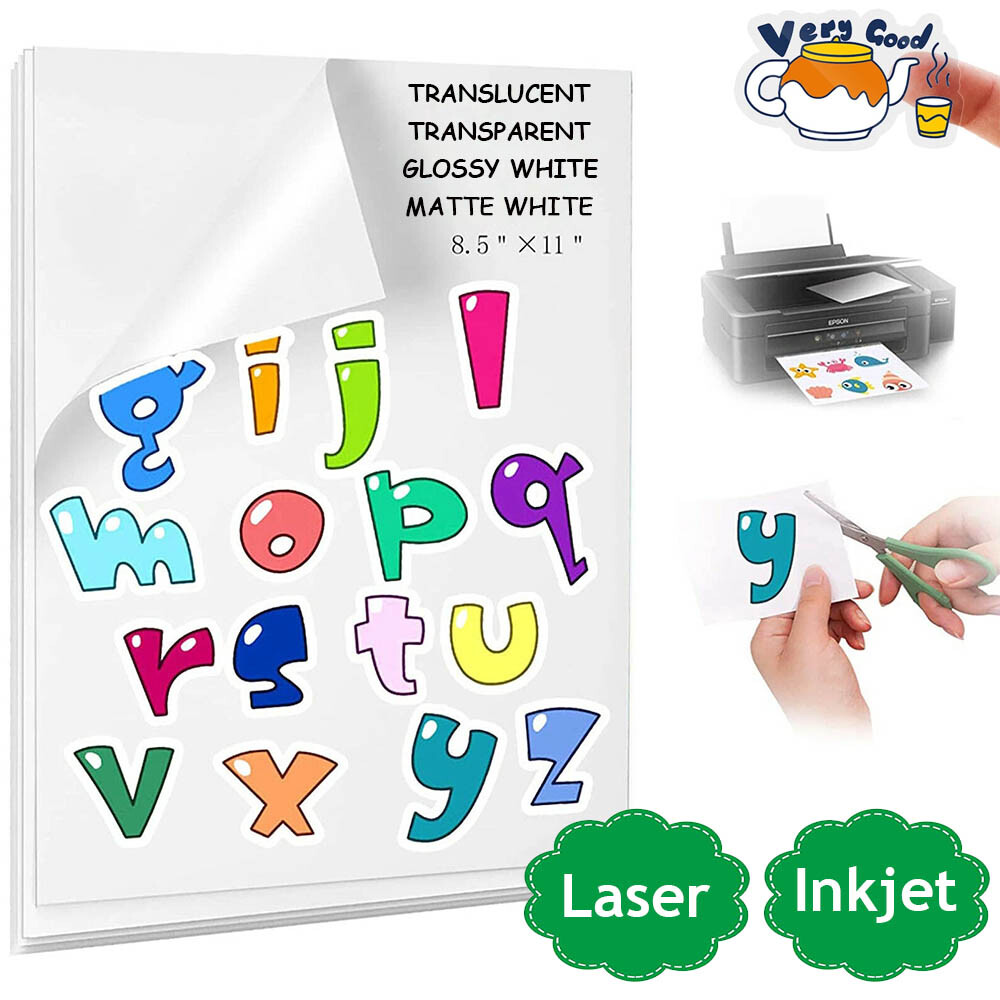 A4 Printable Vinyl Sticker Paper For Inkjet & Laser Printer Adhesive DIY Decal