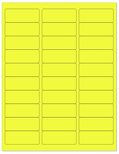 – 8-1/2 x 11″ Neon 1″ x 2-5/8″ – 30 Per Page | 750 Labels Yellow Fluorescent