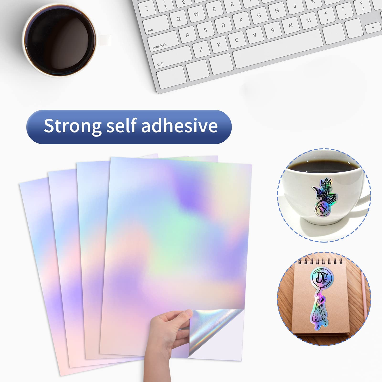 QiXin 22 Sheets Holographic Sticker Paper 8.5 x11 inch for Inkjet Printer & L…
