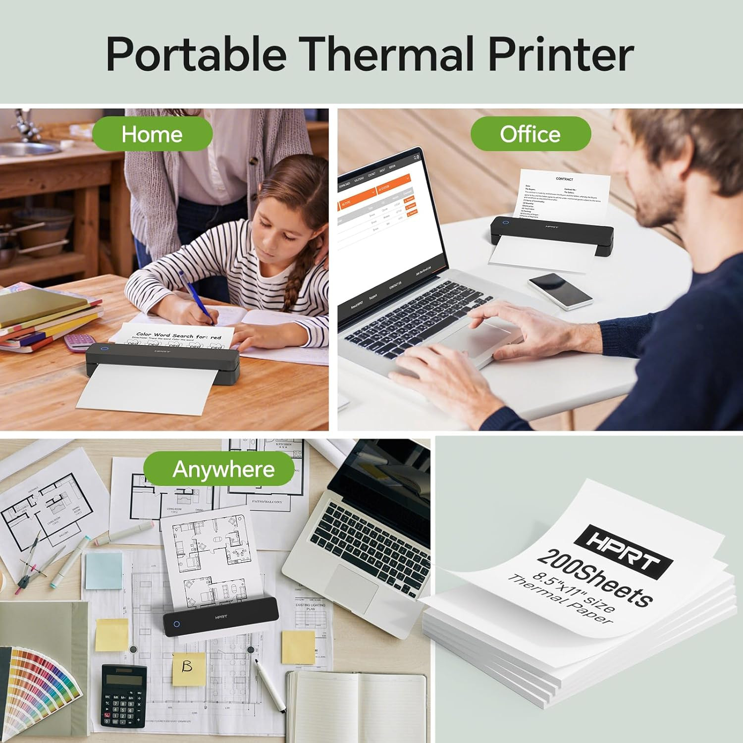 Thermal Paper 8.5 X 11 200 Sheets US Letter Thermal Printer Paper Compatible