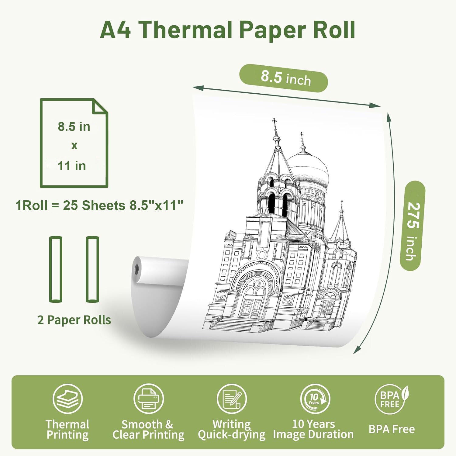 2-20 Rolls Thermal Paper 8.5″x11″ US Letter Wholesale Compatible with M08F M832