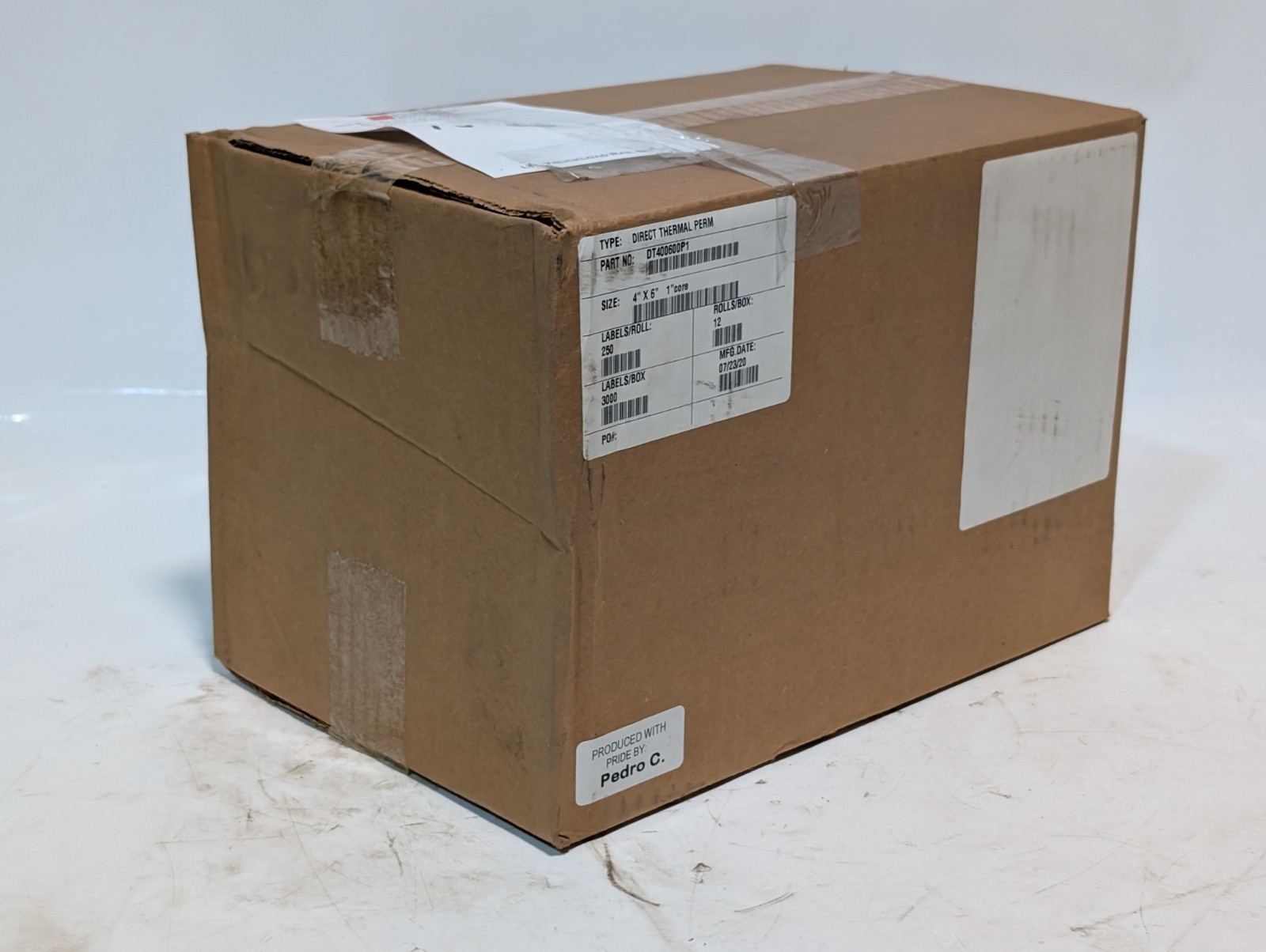 Case of 12 Rolls DT400600P1 White Direct Thermal Perm Paper Labels 4″X6″ 1″ Core